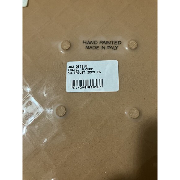 Italian Hand  Painted tile/trivet Made in Italy Vitage Blue Green Flower glazed - Picture 10 of 16